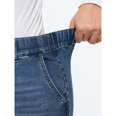 Bloomchic Stretch Drawstring Waist Patch Pockets Jeans In Blue