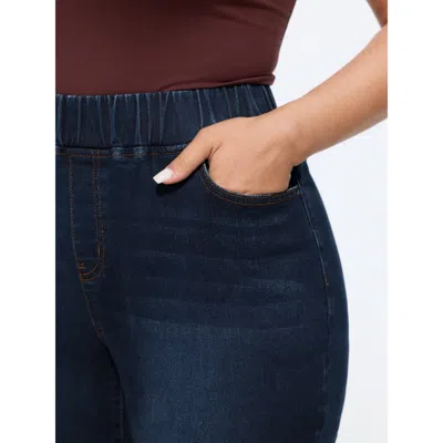 Bloomchic Stretch Pull‑on Pockets Jeans In Burgundy