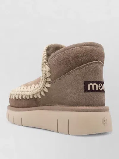 Mou Shearling Lined Ankle Slippers In Brown