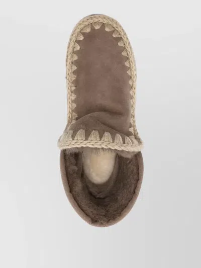 Mou Shearling Lined Ankle Slippers In Brown