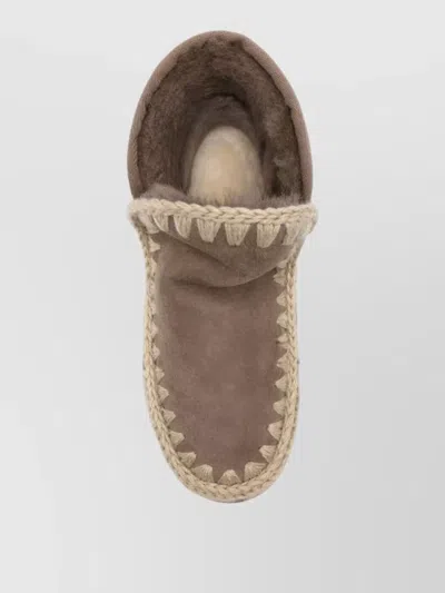 Mou Shearling Lined Ankle Slippers In Brown