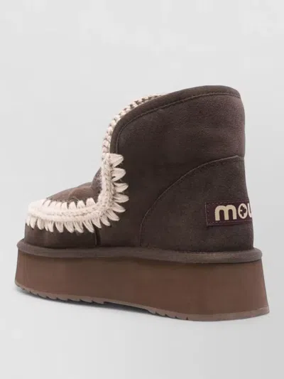 Mou Shearling Ankle-length Platform Boots In Brown