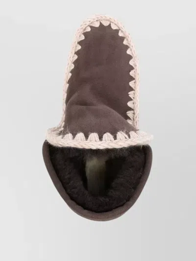 Mou Shearling Ankle-length Platform Boots In Brown