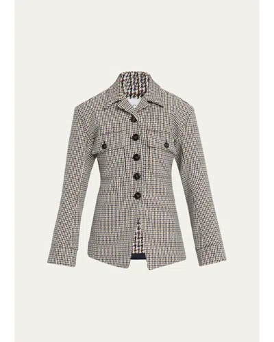 Veronica Beard Molyneux Tailored Houndstooth-pattern Jacket In Gray