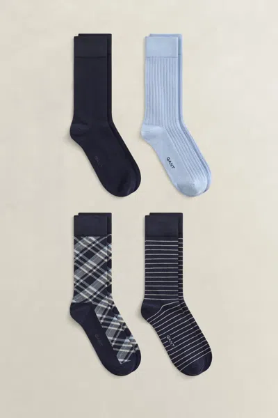 Gant 4-pack Checked Socks Gift Box In Navy