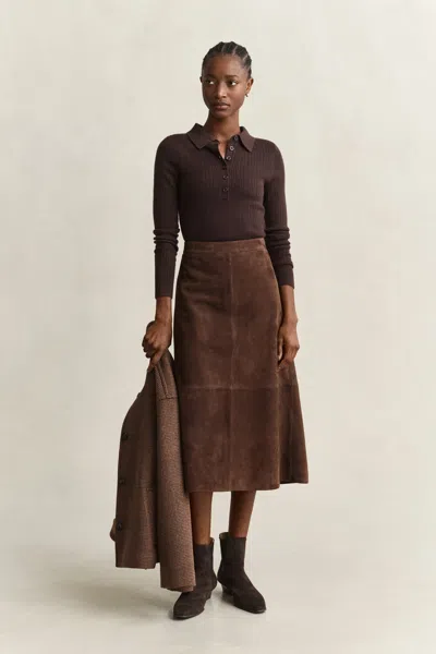 Gant Cable Knit Top In Brown