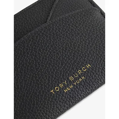 Tory Burch Womens Black Romy Flat Foil-print Leather Card Holder In Black