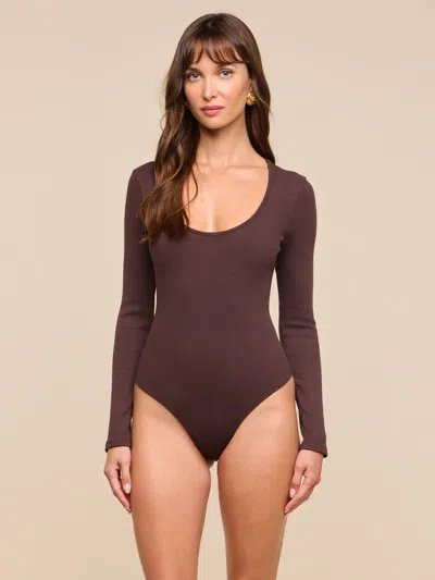 L'agence Elara Scoopneck Bodysuit In Dark Java