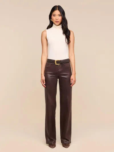 L'agence Ruth Straight Coated Jeans Dark Java Coated In Brown