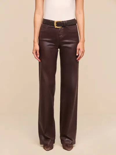 L'agence Ruth Straight Coated Jeans Dark Java Coated In Brown