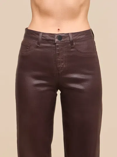 L'agence Ruth Straight Coated Jeans Dark Java Coated In Brown