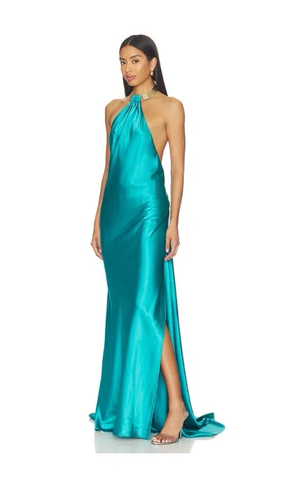 Bronx Banco Amara Backless Gown In Blue