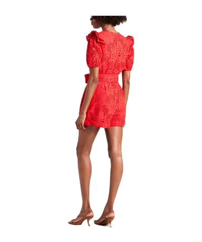 Farm Rio Solid Color Romper Jumpsuit In Red
