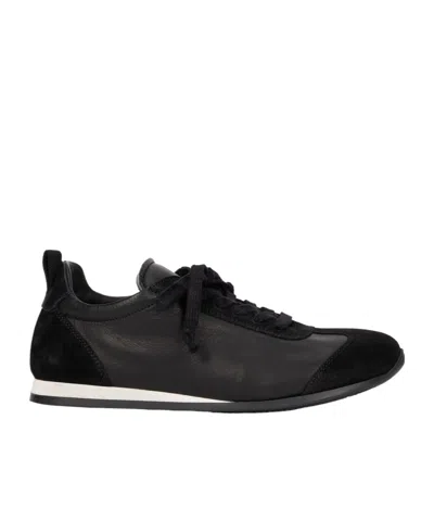 Uma Wang Suede-panelled Lace-up Sneakers In Black