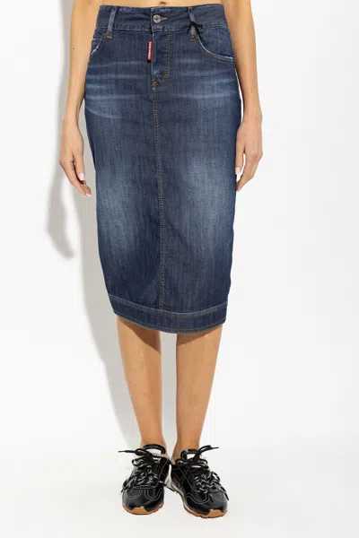 Dsquared2 Kick Mid Skirt In Blue