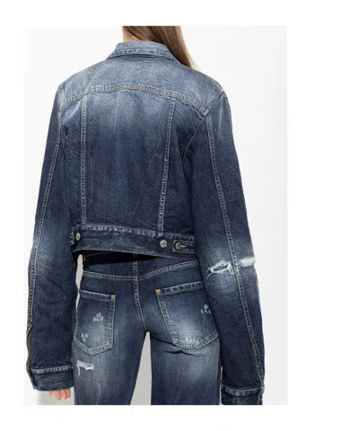 Dsquared2 Distressed-effect Denim Jacket In Blue