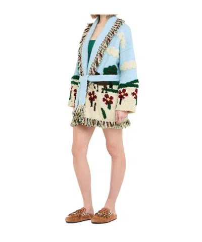 Alanui Intarsia Wool-blend Cardigan In Multi