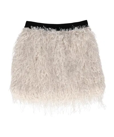 Msgm Peluche Mini Skirt In Neutral