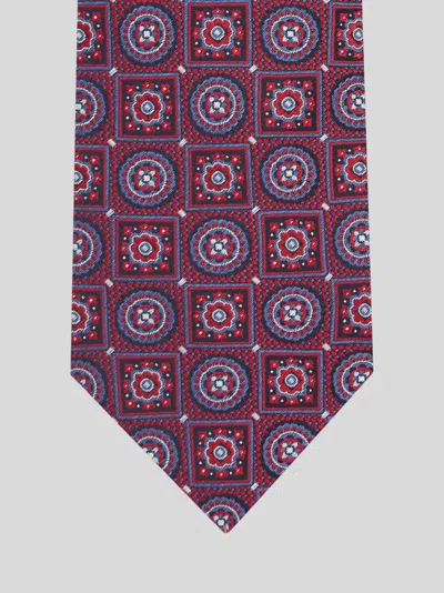 Etro Silk Jacquard Tie With Patchwork Design In Brown