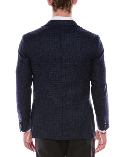 Corneliani Cc Collection Half-lined Jacquard Wool-blend Blazer In Blue