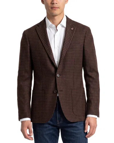 Corneliani Cc Collection Houndstooth Wool-blend Blazer In Brown