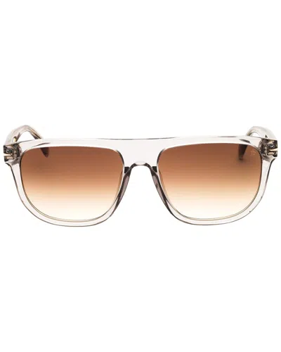 David Beckham Men's Grey Rectangular Sunglasses Db7111s In Brown