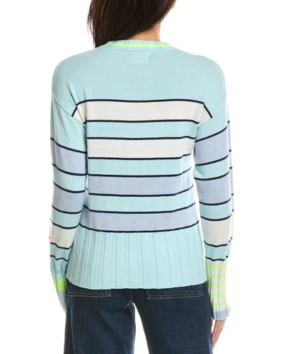 Wispr Ocean Stripe Crewneck Silk-blend Top In Multi