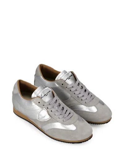 Philippe Model Planche Low Panelled Sneakers In Silver