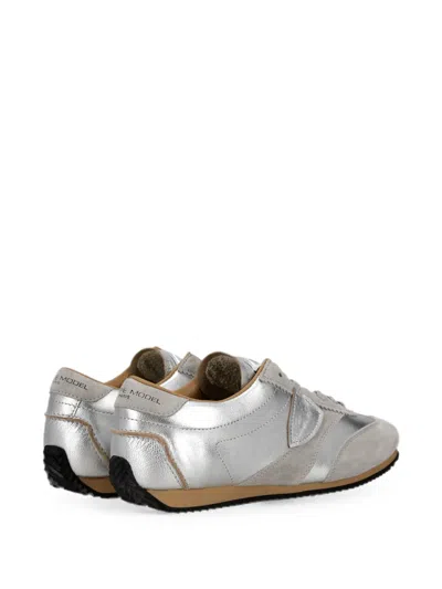 Philippe Model Planche Low Panelled Sneakers In Silver