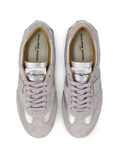 Philippe Model Planche Low Panelled Sneakers In Silver