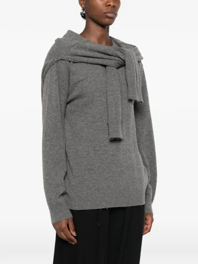 Source Unknown Shawl-detail Sweater In Gray