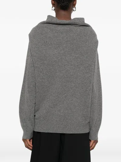 Source Unknown Shawl-detail Sweater In Gray