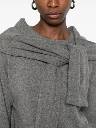 Source Unknown Shawl-detail Sweater In Gray