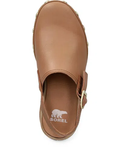 Sorel Roman Leather Slingback Platform Clogs In Neutral
