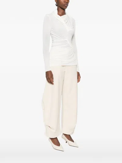 Source Unknown Folgore Asymmetric Draped Top In White