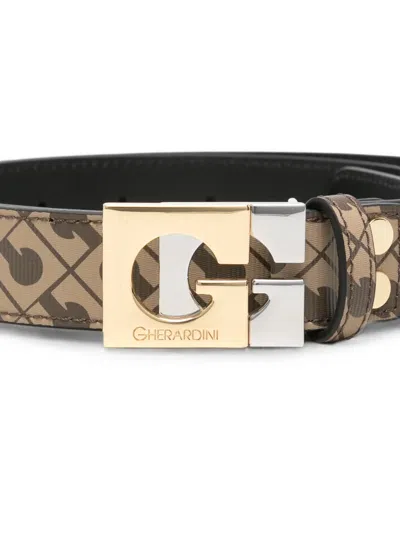 Gherardini Millerighe Monogram Logo-buckle Belt In Multi