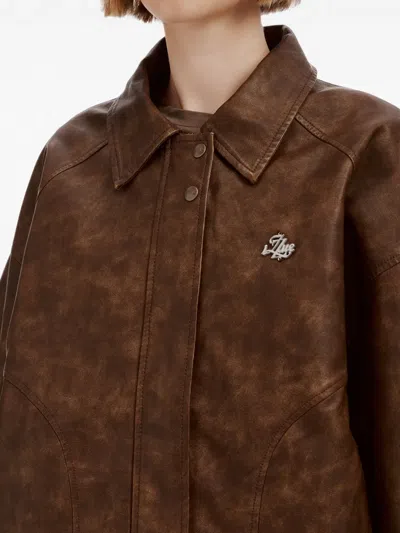 Izzue Logo-plaque Oversized Jacket In Brown