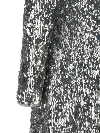 Balmain Sequin-embellished Structured-shoulder Mini Dress In Gray