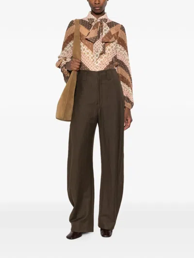 Zimmermann Sunray Collard Shirt In Brown