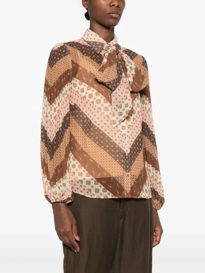 Zimmermann Sunray Collard Shirt In Brown