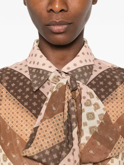 Zimmermann Sunray Collard Shirt In Brown