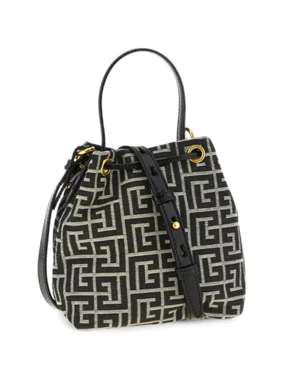 Balmain Pulse Monogram Jacquard Bucket Bag In Multi