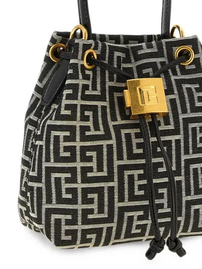 Balmain Pulse Monogram Jacquard Bucket Bag In Multi