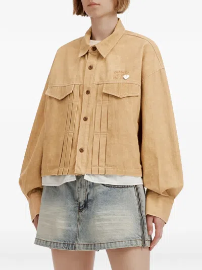 Izzue Pleated Oversized Jacket In Brown