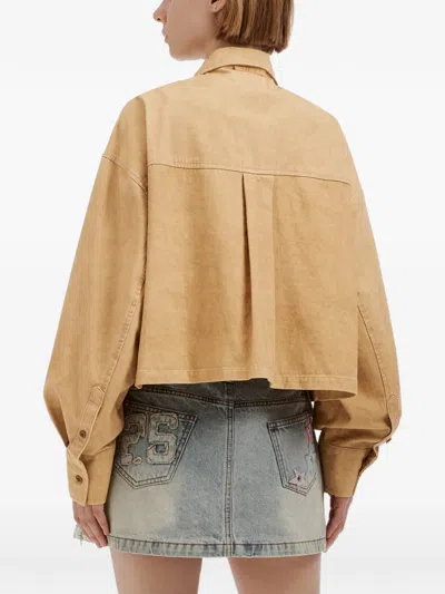 Izzue Pleated Oversized Jacket In Brown