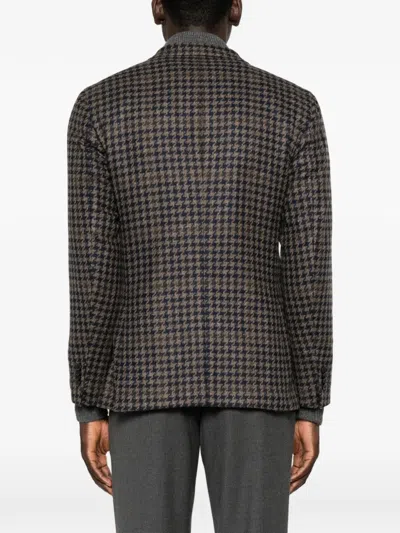 Boglioli Houndstooth Double-breasted Jacket In Black