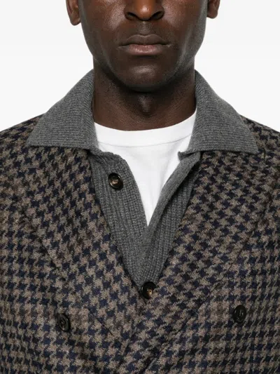 Boglioli Houndstooth Double-breasted Jacket In Black
