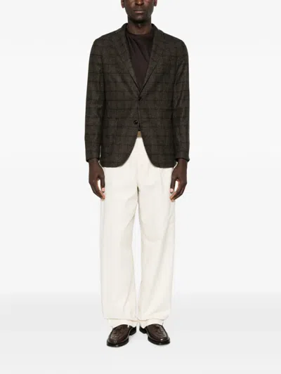 Boglioli Check-pattern Wool Jacket In Brown