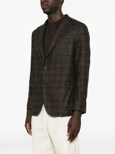 Boglioli Check-pattern Wool Jacket In Brown