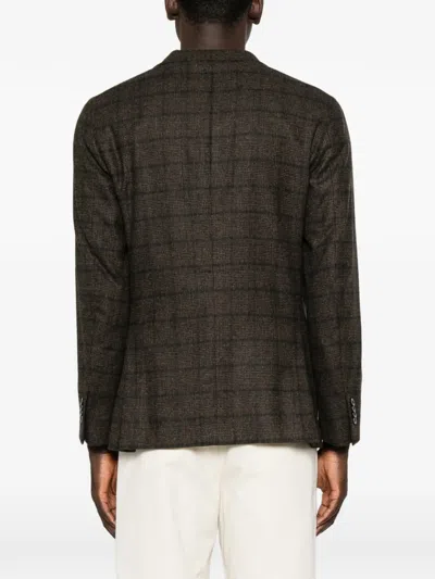 Boglioli Check-pattern Wool Jacket In Brown